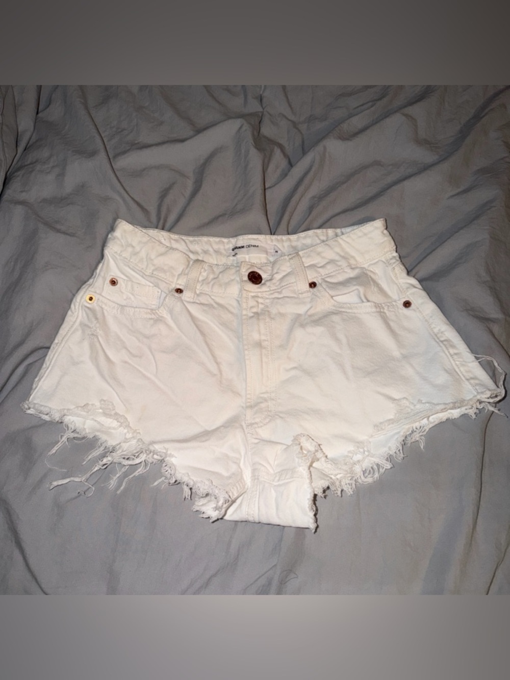 Garage White Distressed Denim Festival Shorts